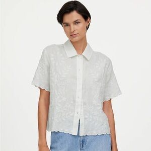 Madewell Boxy Button-front Shirt in White Eyelet